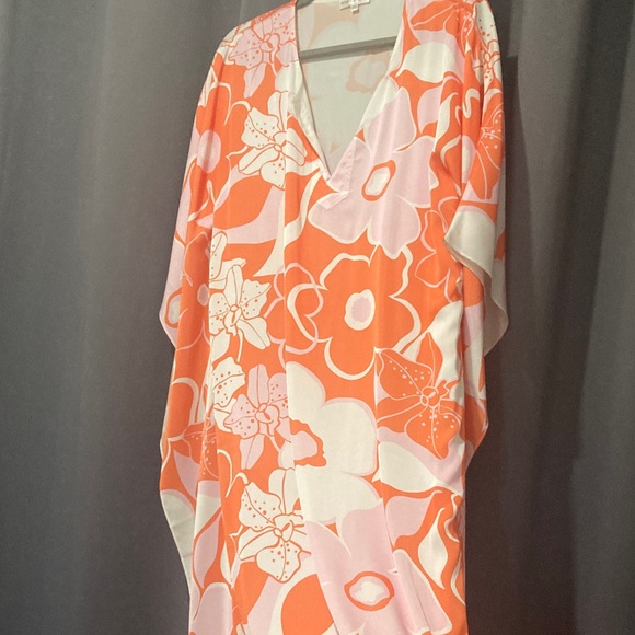 Floral Orange and Pink Dress / Cover-Up size M/L - Picture 4 of 6